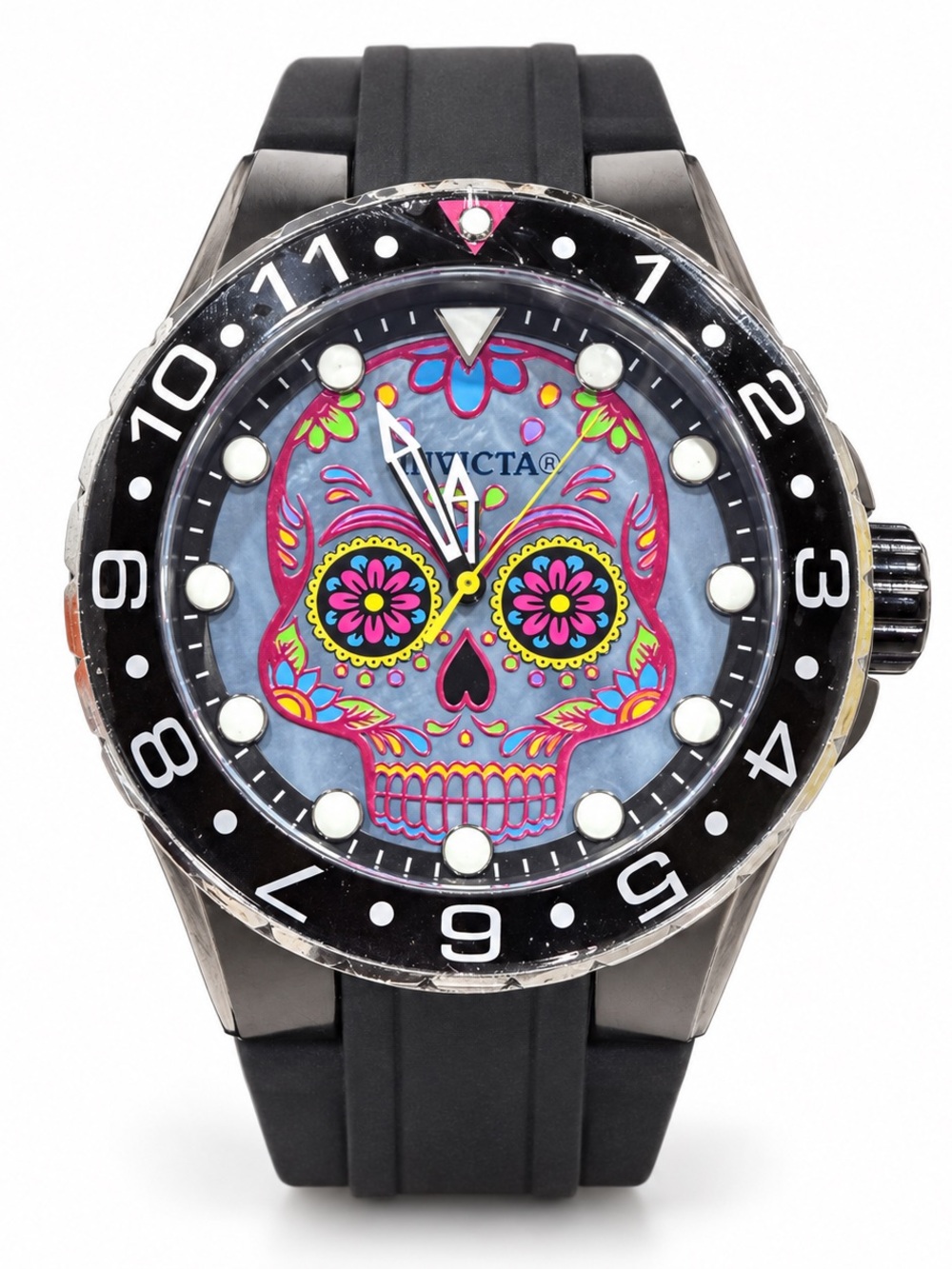 Invicta Aviator Dia De Los Muertos Watch 36854 Skull MOP Dial 50mm New